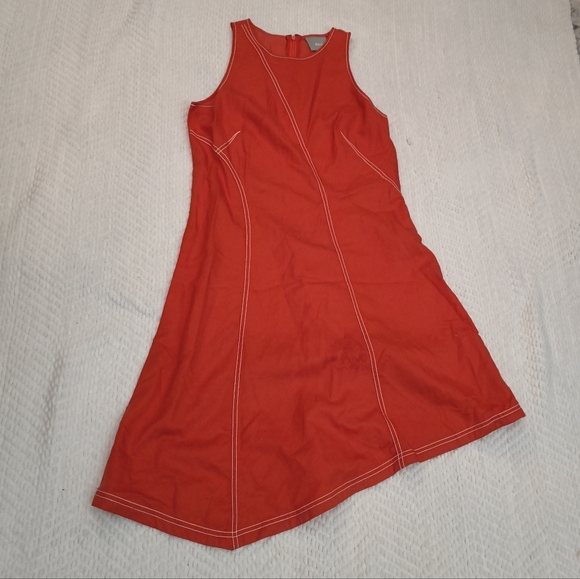 Anthropologie Maeve Asymmetrical Bileu Dress Orange - Picture 2 of 5